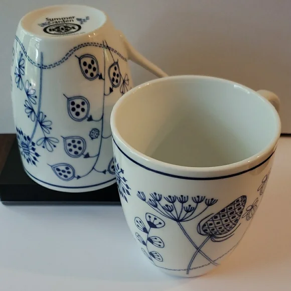 16 Oz Blue and White Ceramic Dining Mugs - Picture 4 of 5